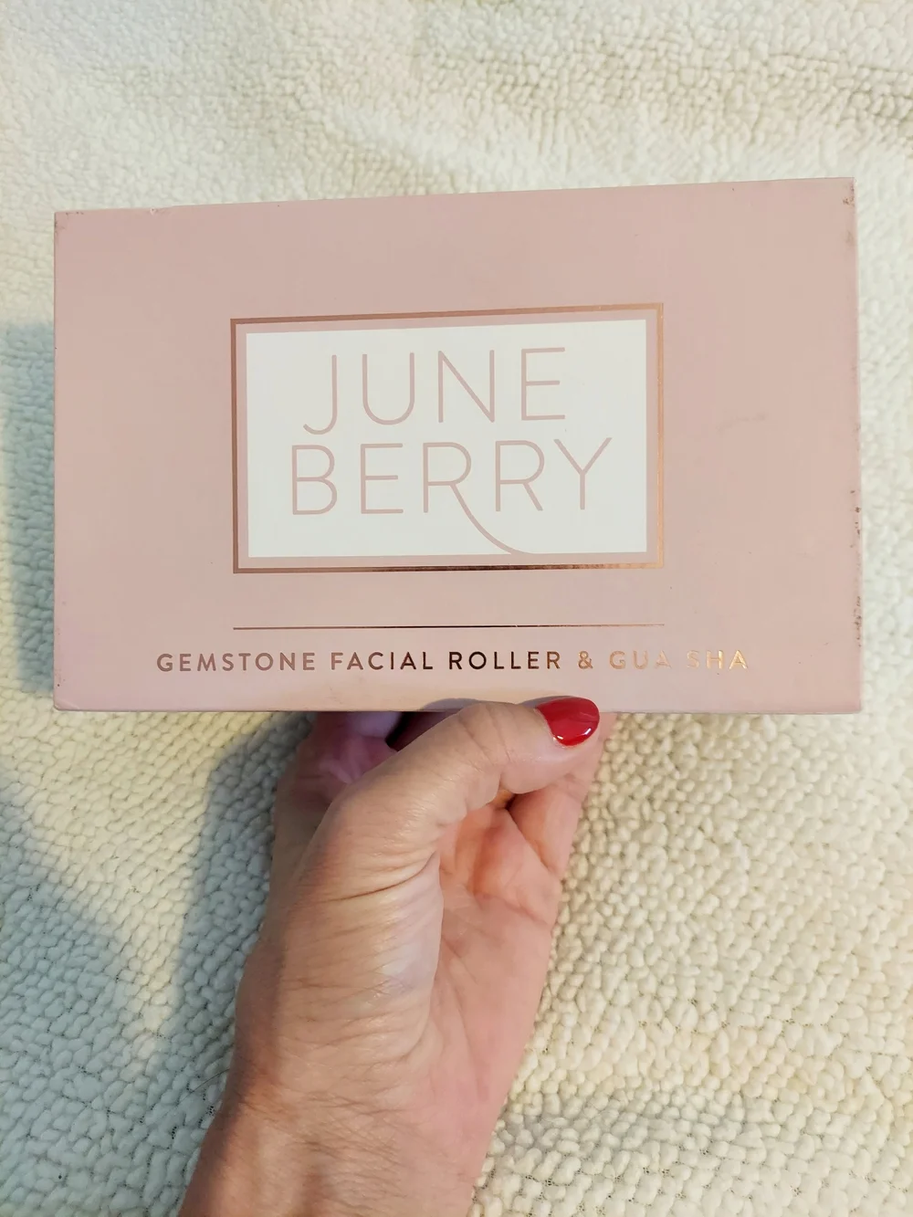 June Berry Rose Quartz Facial Lymphatic Roller Spa Set NWT Travel Self Care